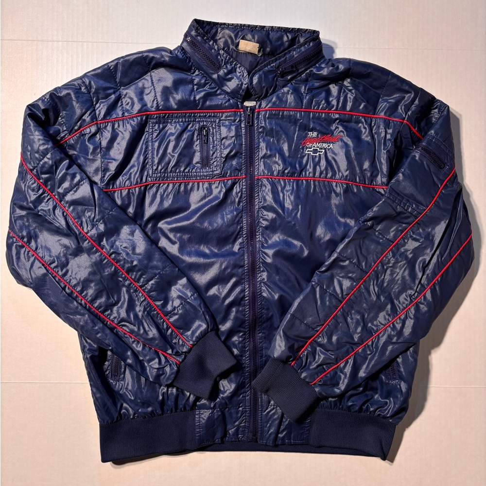 Vtg Chevrolet Heartbeat Of America Chevy 80’s Racing Division Bomber Jacket Sz L
